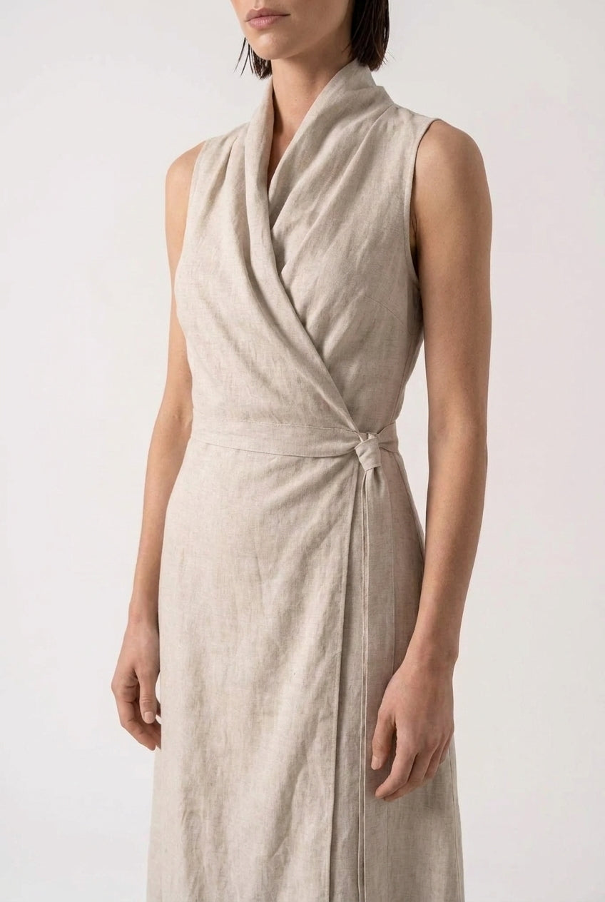 Amara Cowl Neck Wrap Dress Natural Luxmii