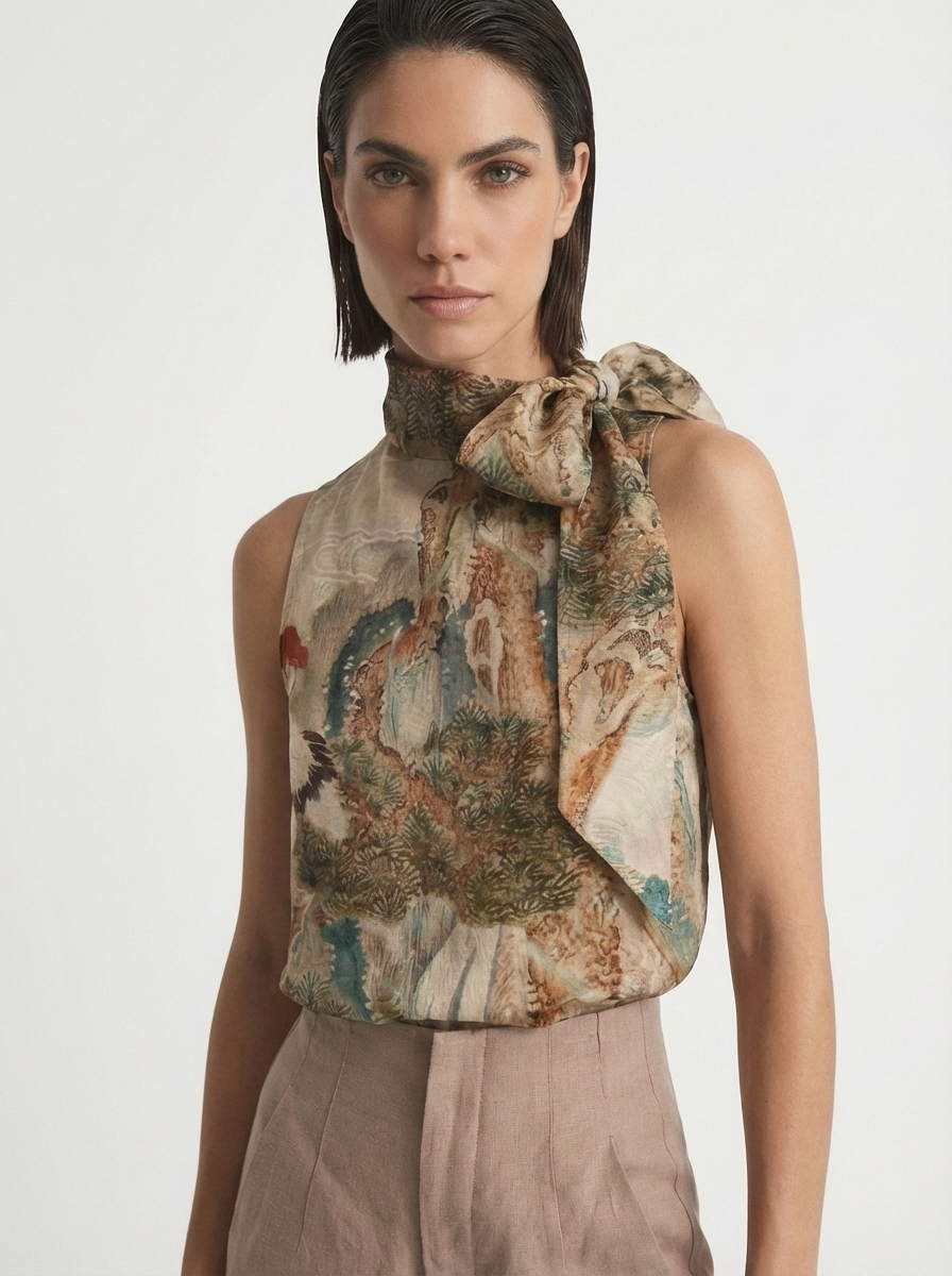 Axel Tie Top in Minwha Print Luxmii