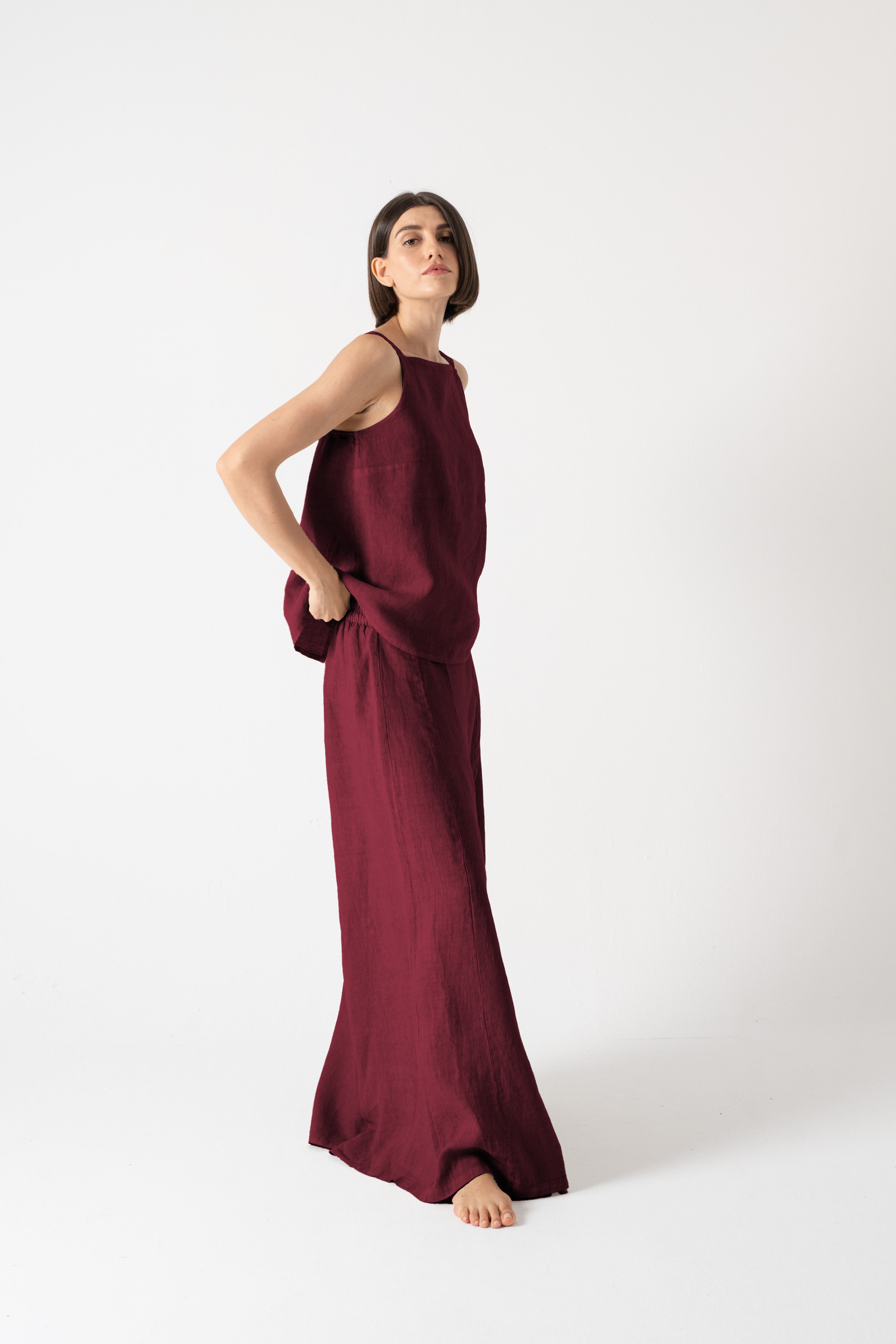 Bruno Palazzo Pant Wine Luxmii