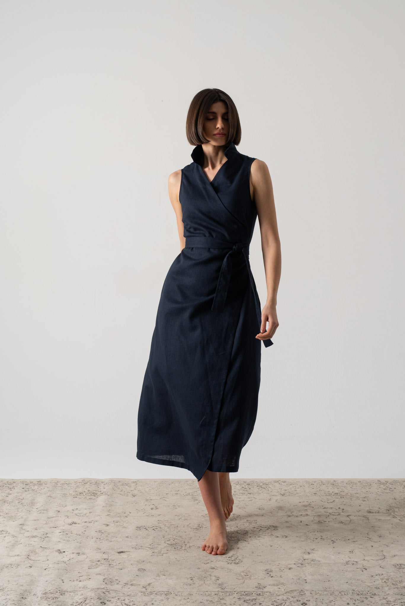 Cora Wrap Dress Navy Luxmii