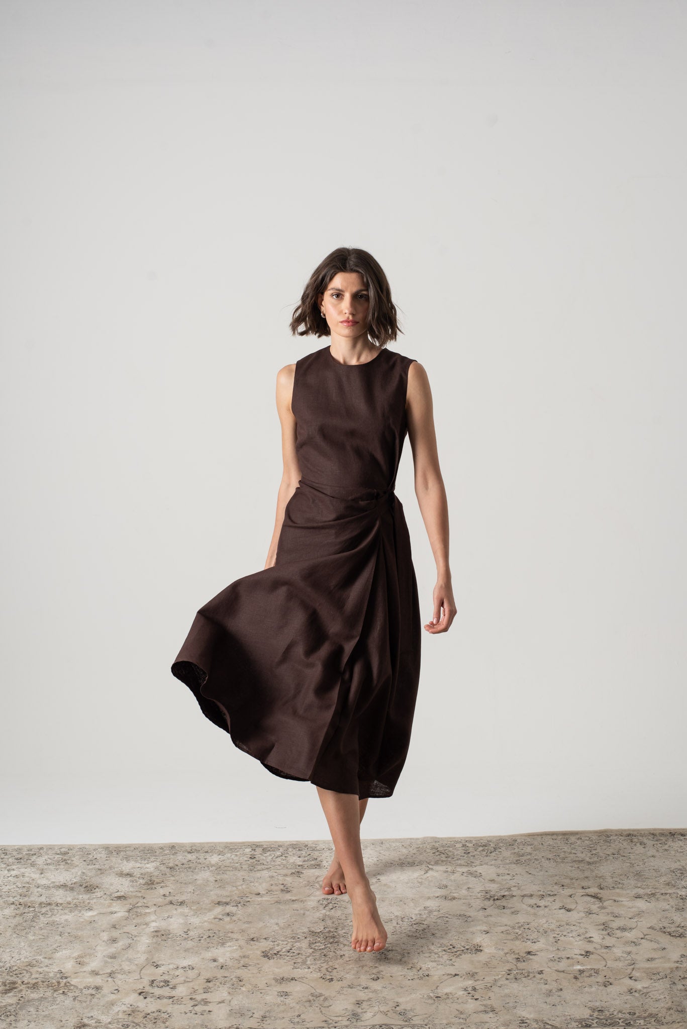 Eda Midi Wrap Dress Brown Espresso Luxmii