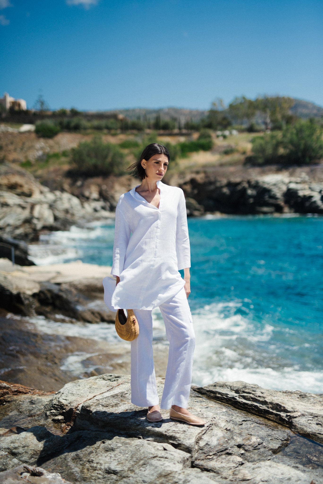 Hugo Linen Tunic Shirt White Luxmii