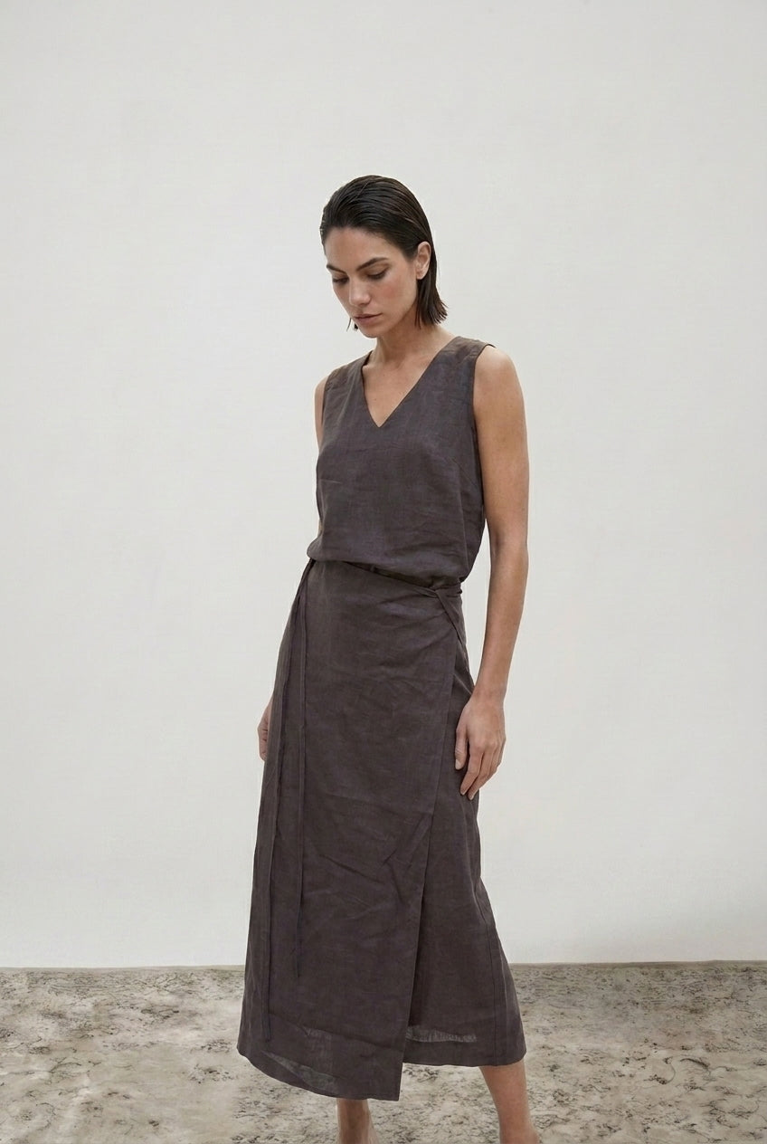 Isadora Wrap Dress Cocoa Luxmii