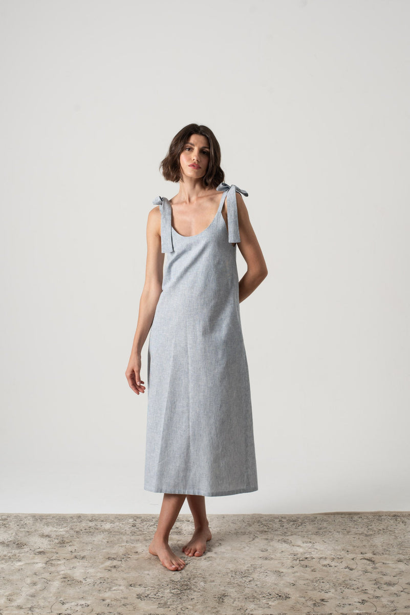 Jakob Slip Dress French Blue Stripe – LUXMII