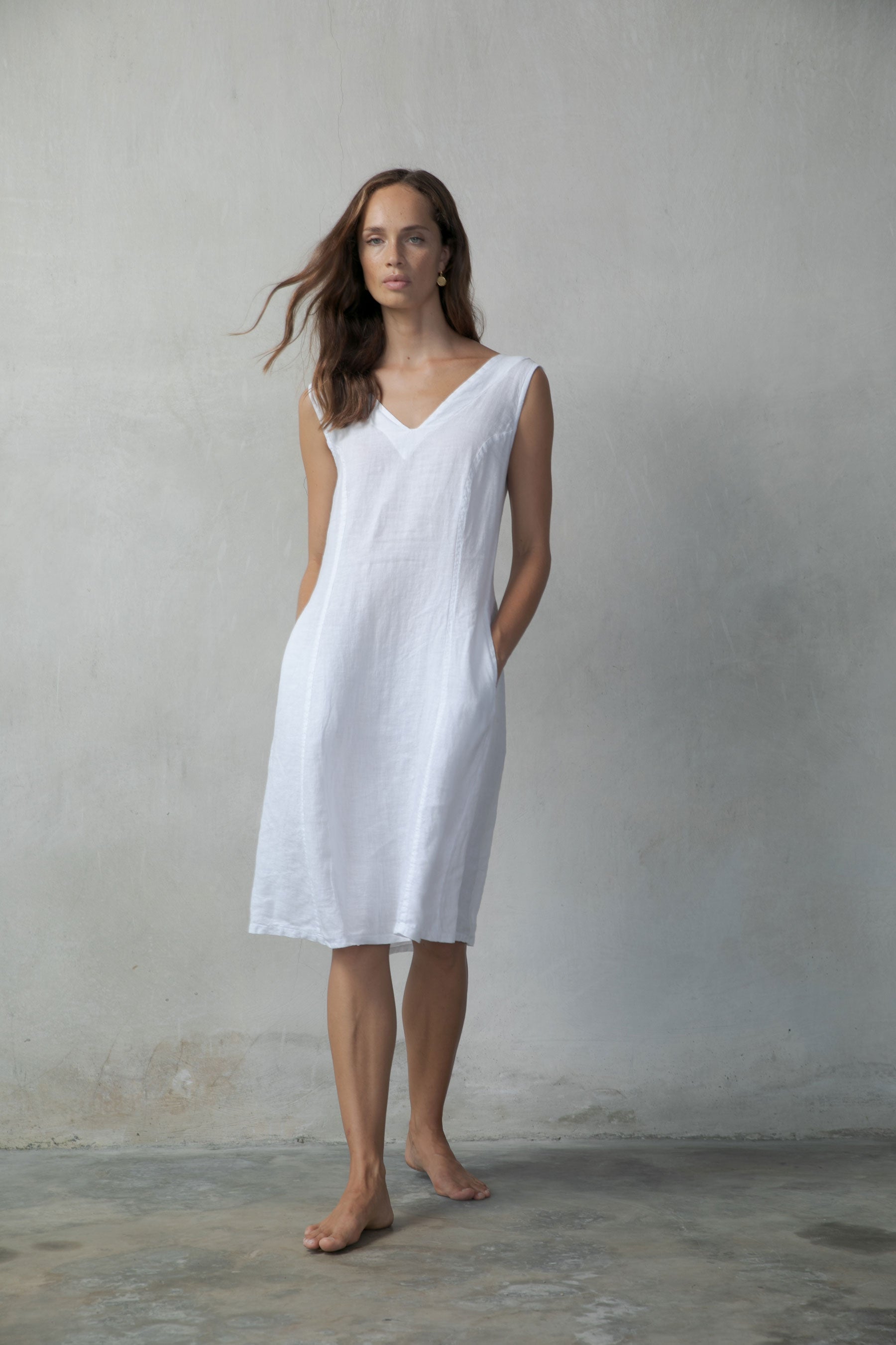 L'origami Linen Slip Dress White Luxmii