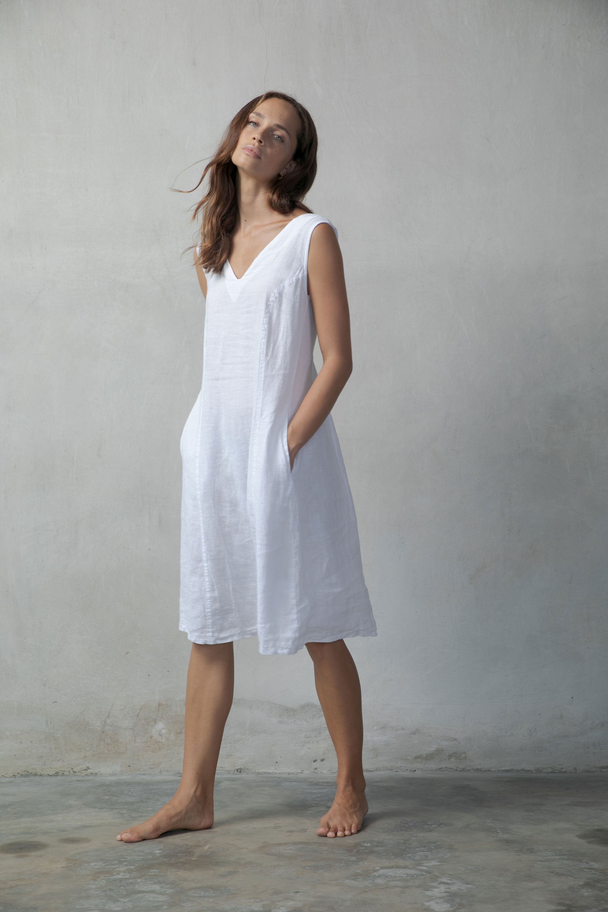 L'origami Linen Slip Dress White Luxmii