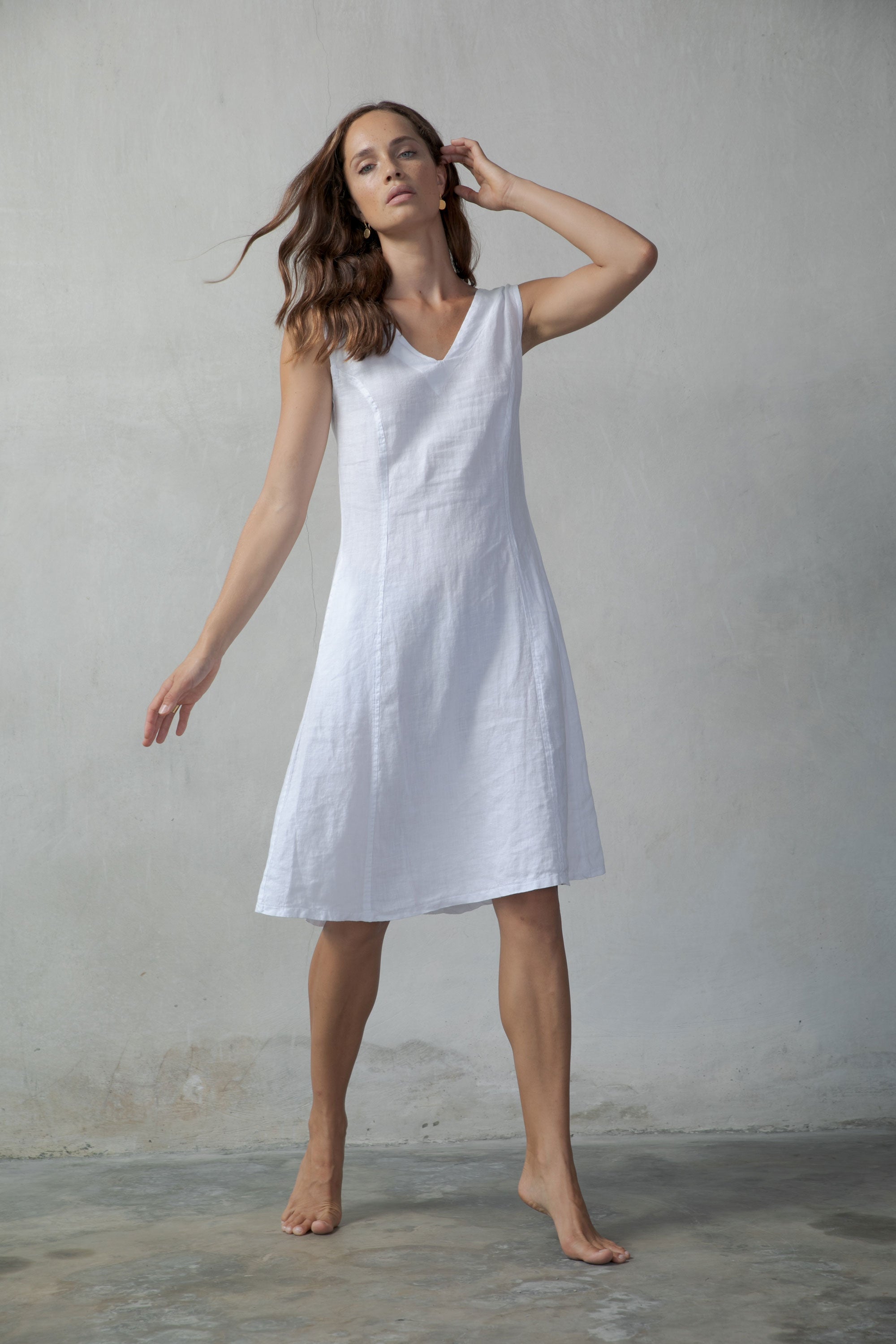 L'origami Linen Slip Dress White Luxmii