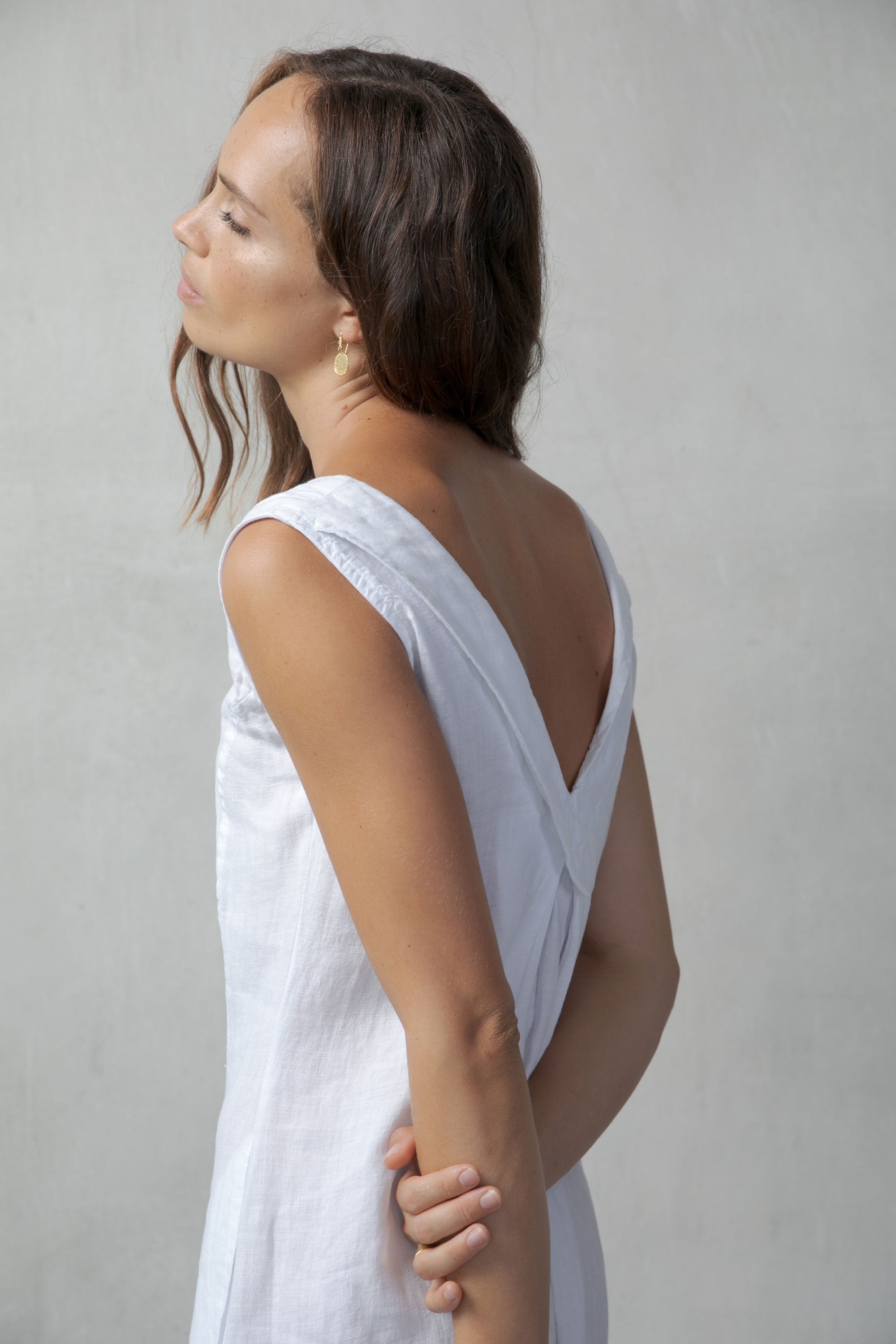 L'origami Linen Slip Dress White Luxmii