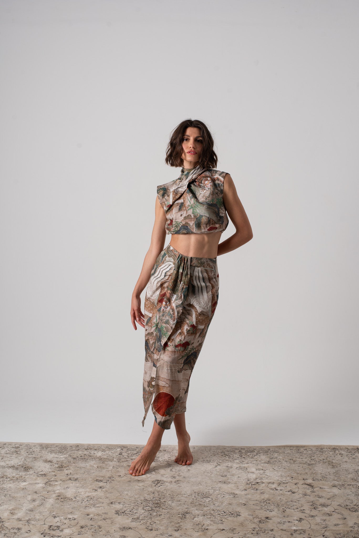 bohemian seoul PLEATED WRAP SKIRT Mサイズ Maeum-Linen-Wrap-Skirt-Luxmii-