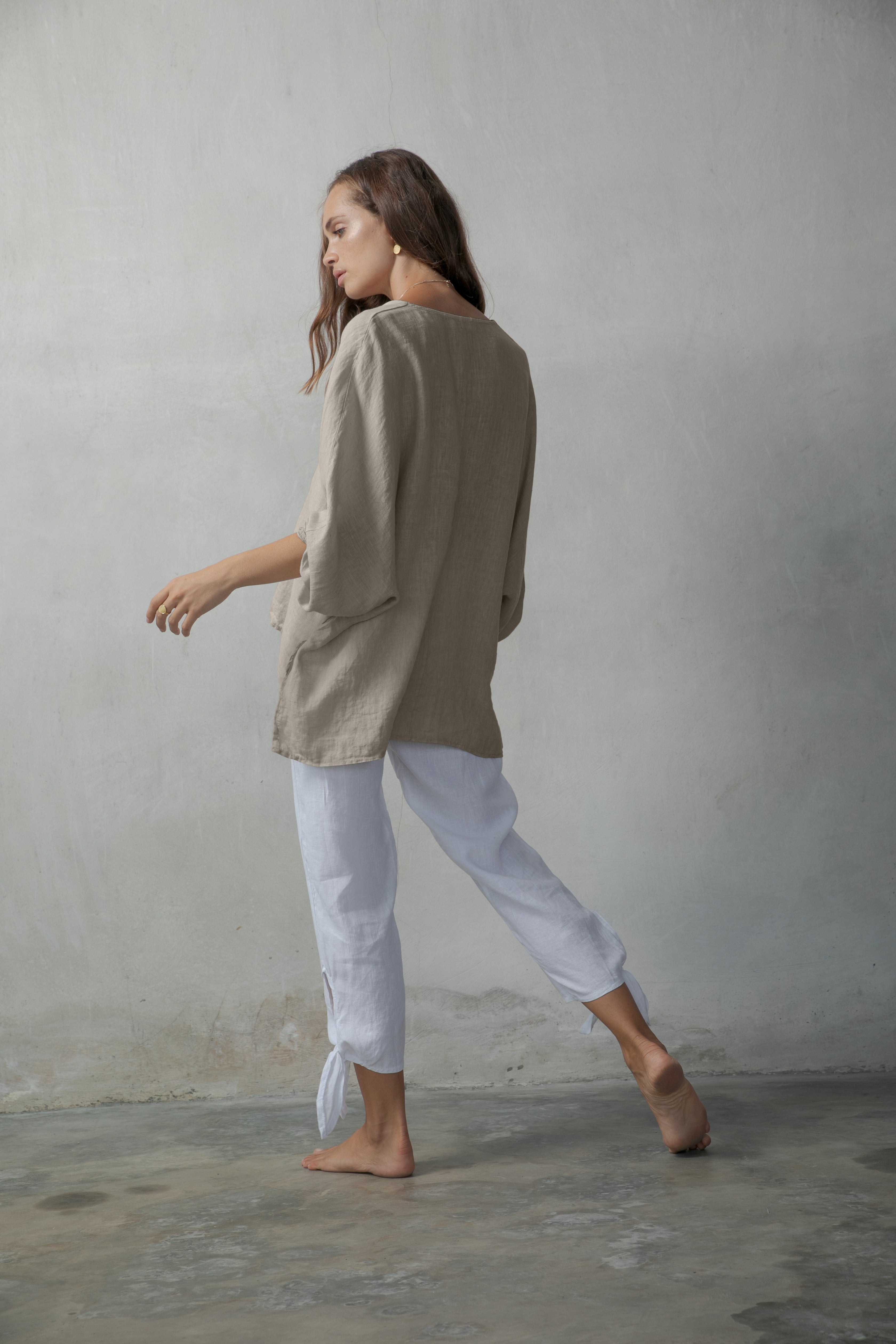 Relaxed Pallocino Linen Top Oatmeal Luxmii