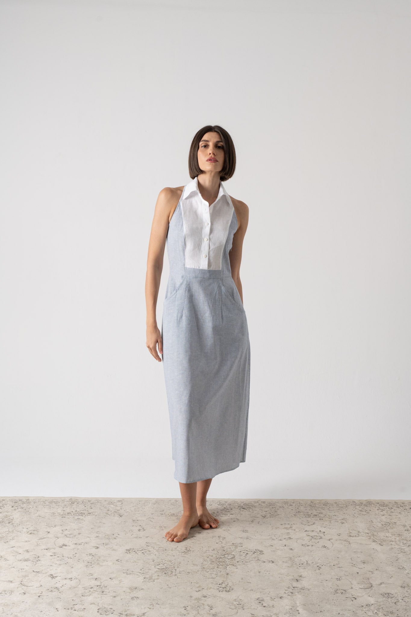 Tuxedo Dress French Stripe Luxmii