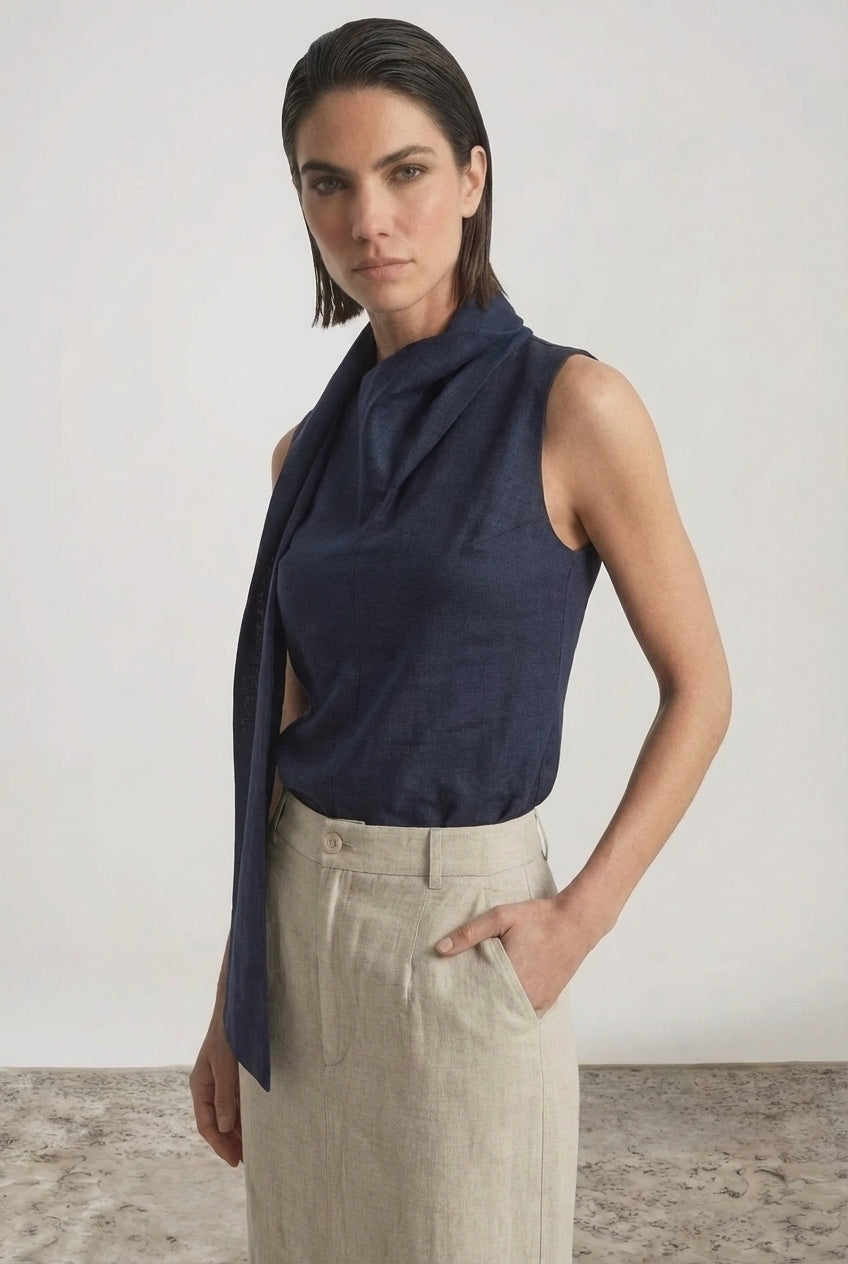 Vaeli Scarf Top Navy Luxmii