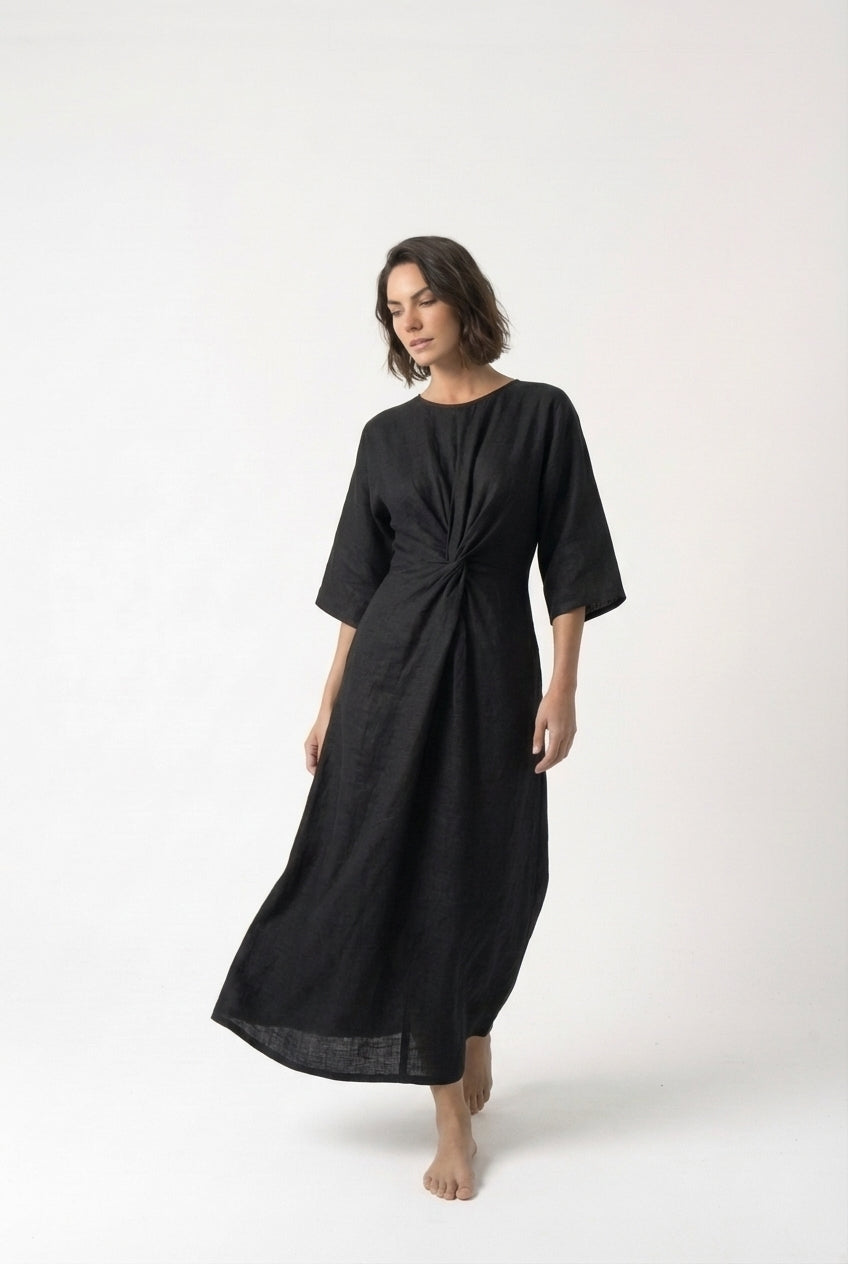 Zahira Knot Dress Black Luxmii
