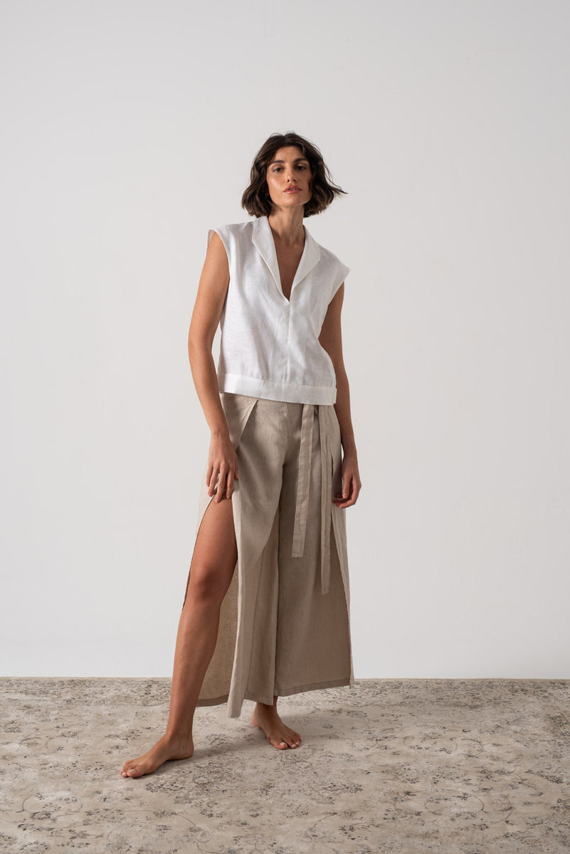 Zakai Wrap Pant Oatmeal - LUXMII