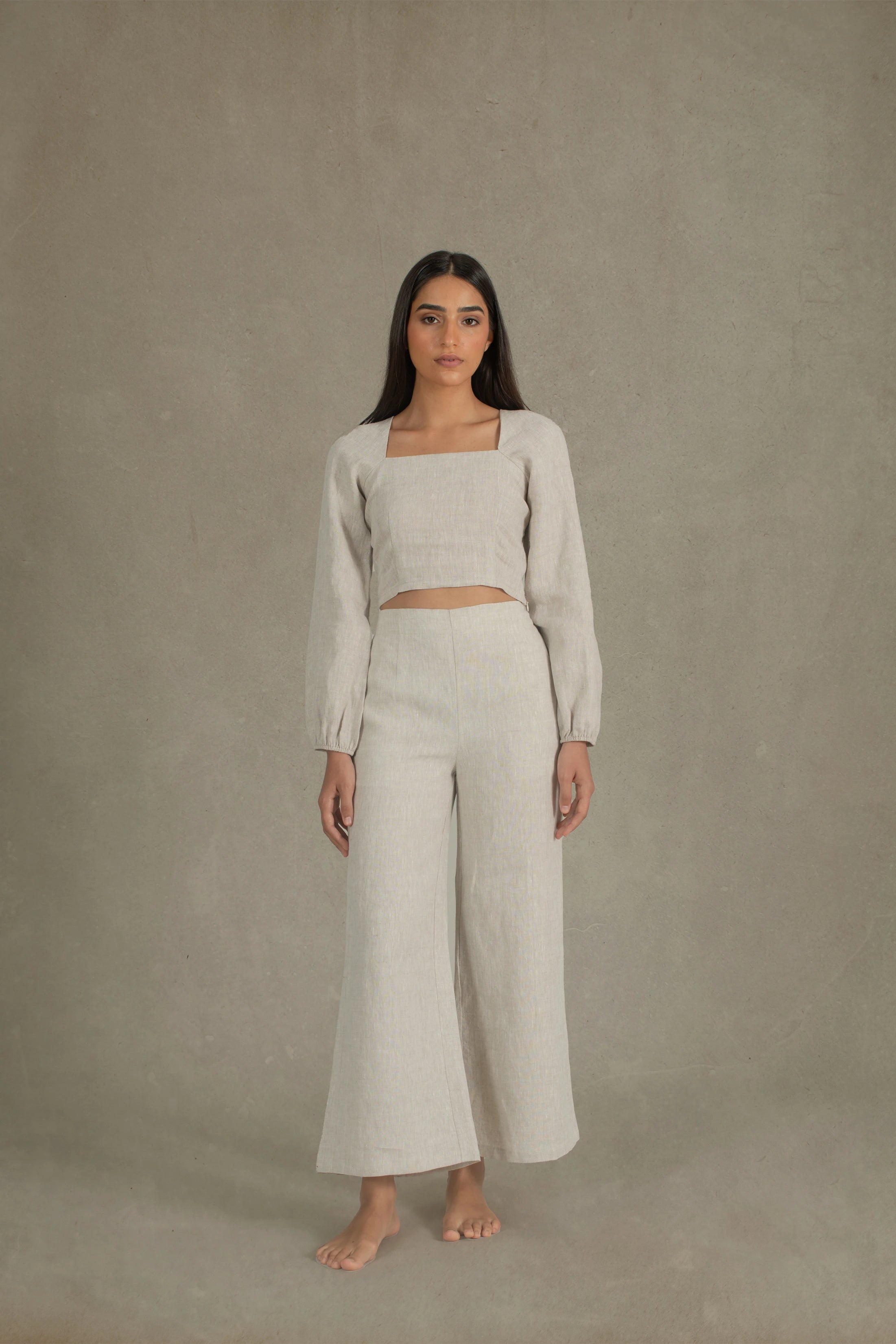 Agio Linen Top Natural Beige Luxmii