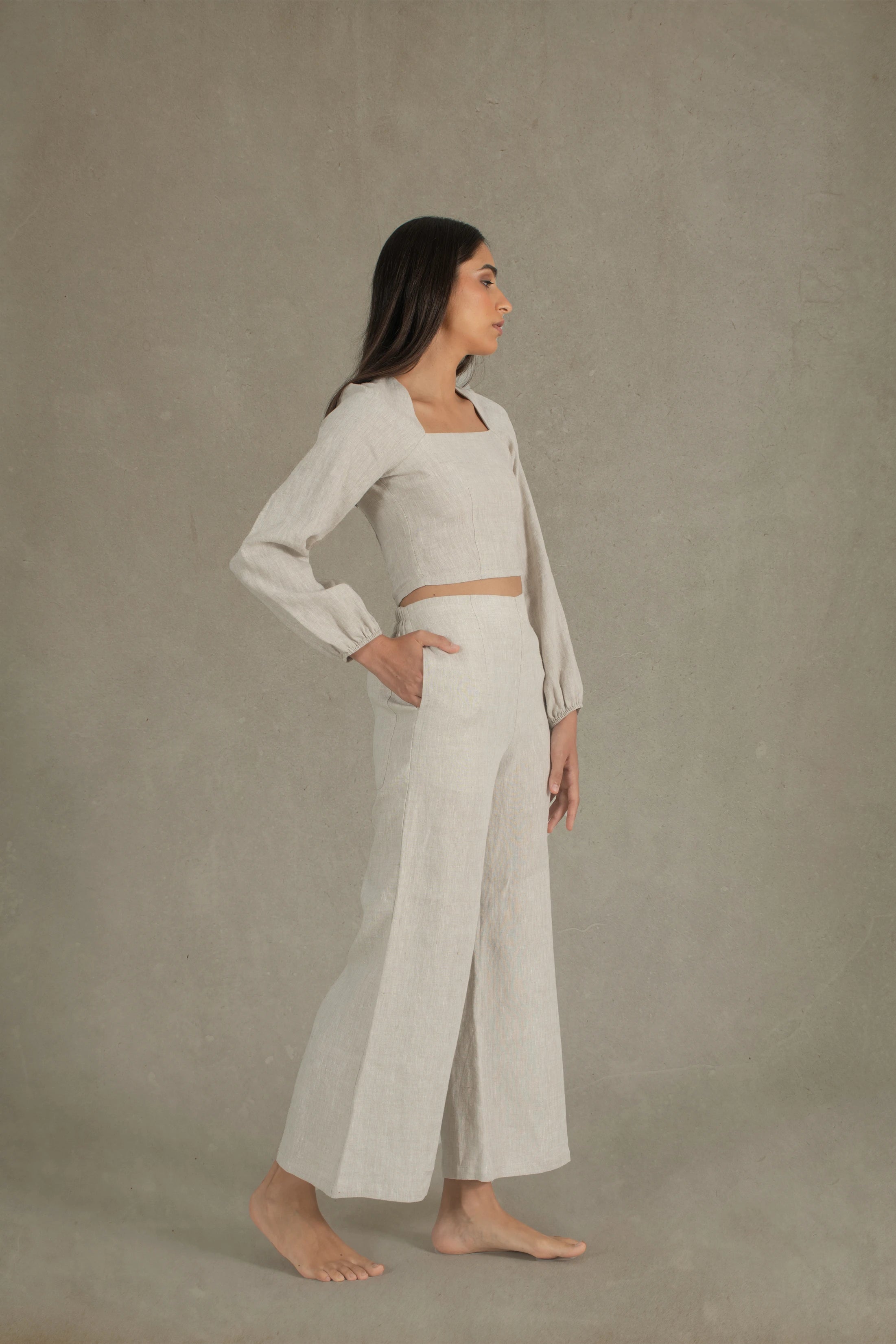 Agio Linen Top Natural Beige Luxmii