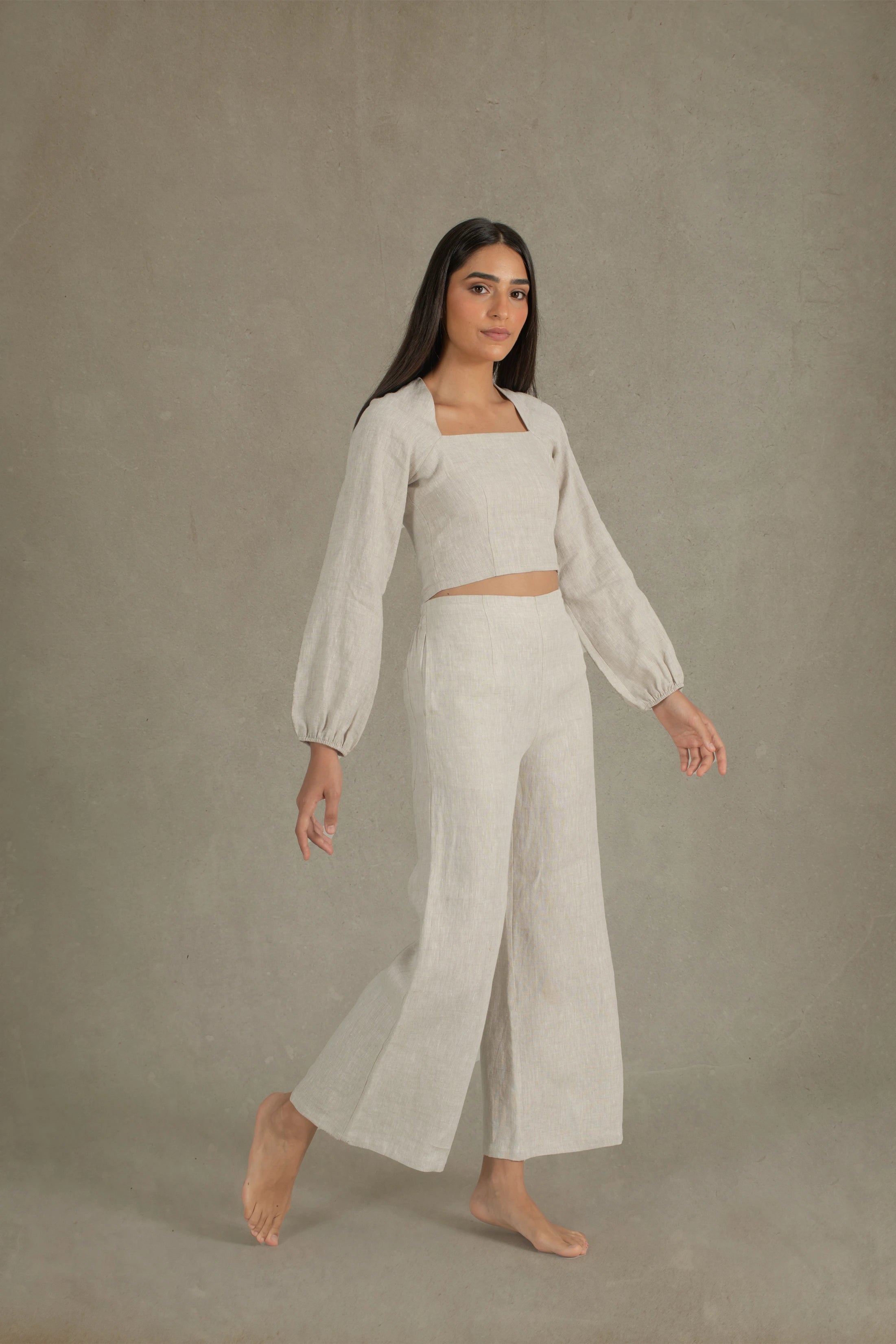 Agio Linen Top Natural Beige Luxmii