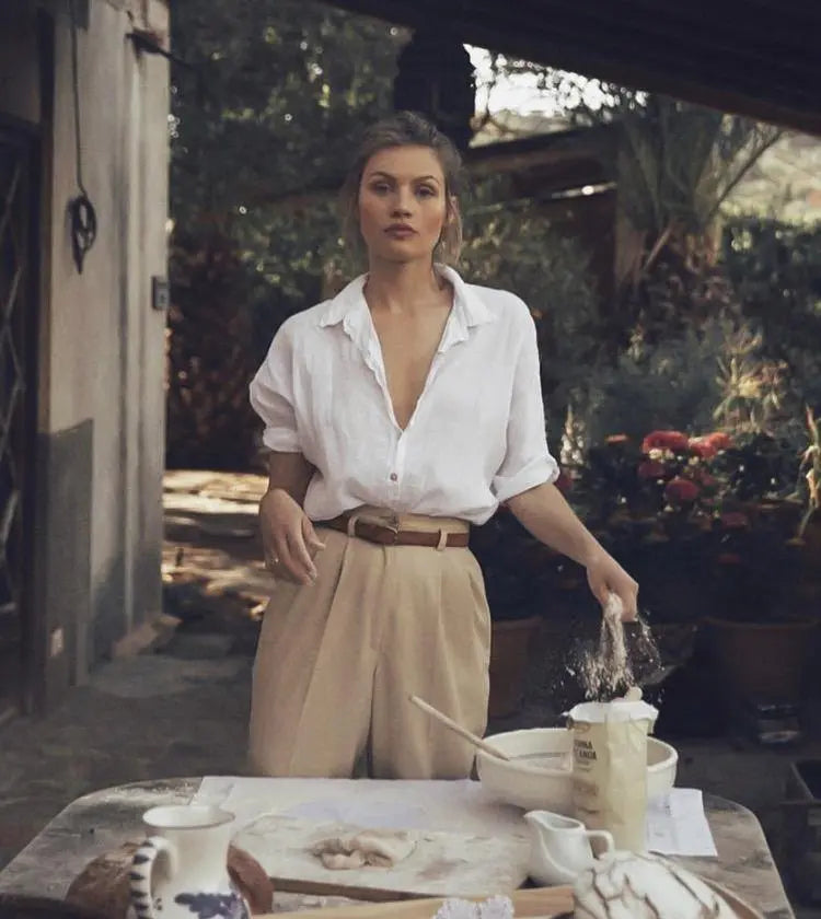 Il Ragazzo Linen Boyfriend Shirt White - Luxmii