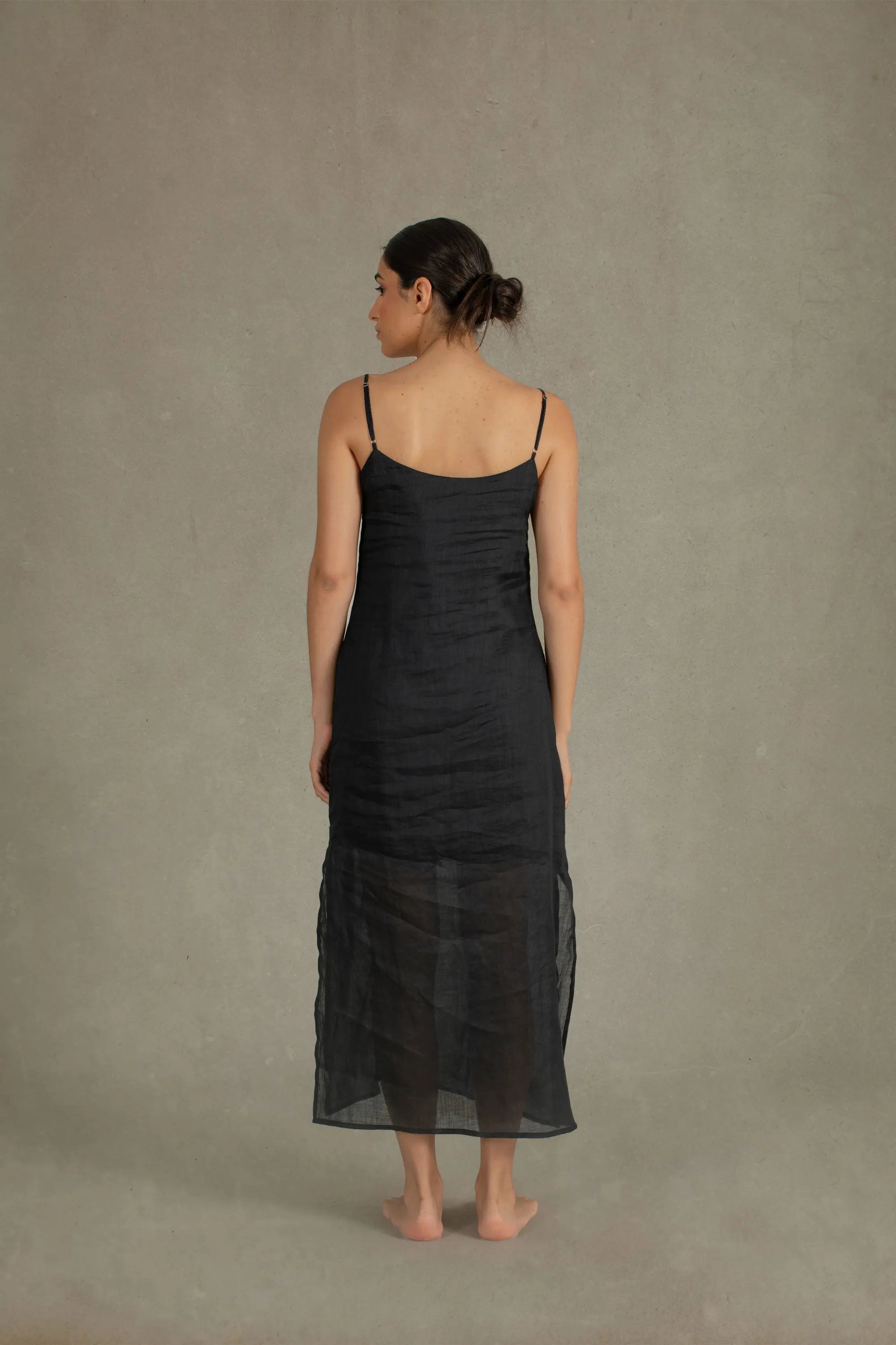 Léa Ramie Linen Slip Dress Black Luxmii
