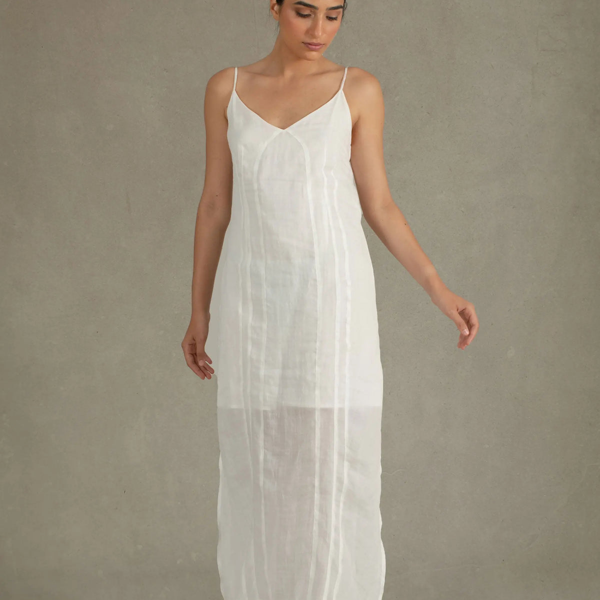 sleeveless sheer linen maxi slip dress Léa Ramie White Women's size:34 Kids Dresses | ASHLEYlauren shirt style ribbed trim i+i only