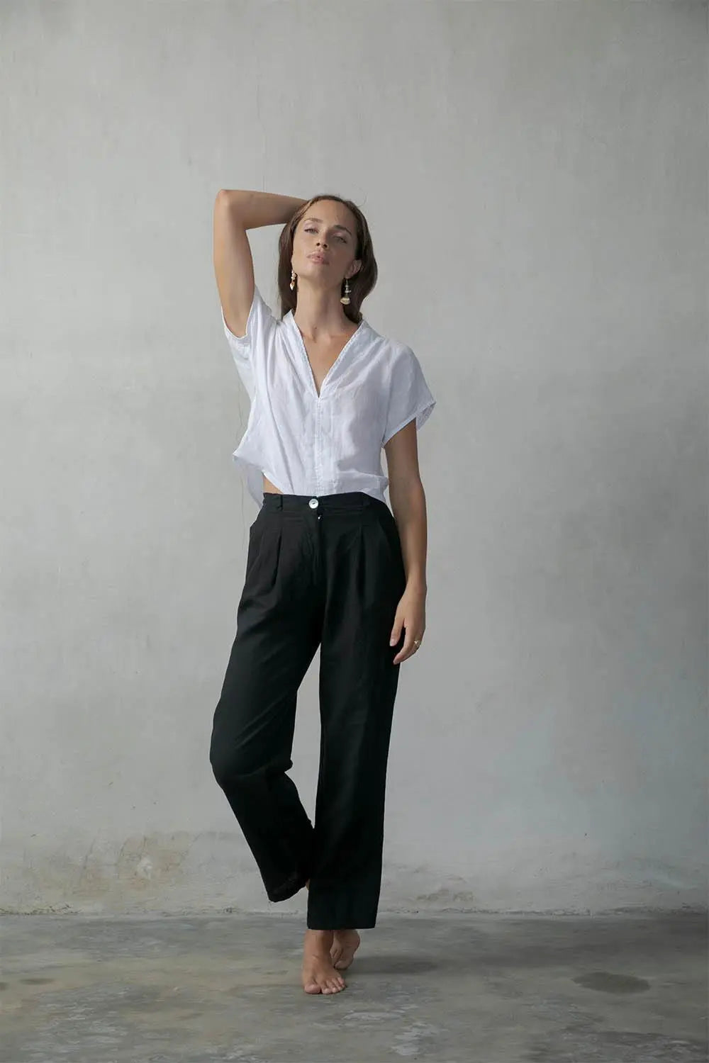 Piega Linen Trousers Black - Luxmii