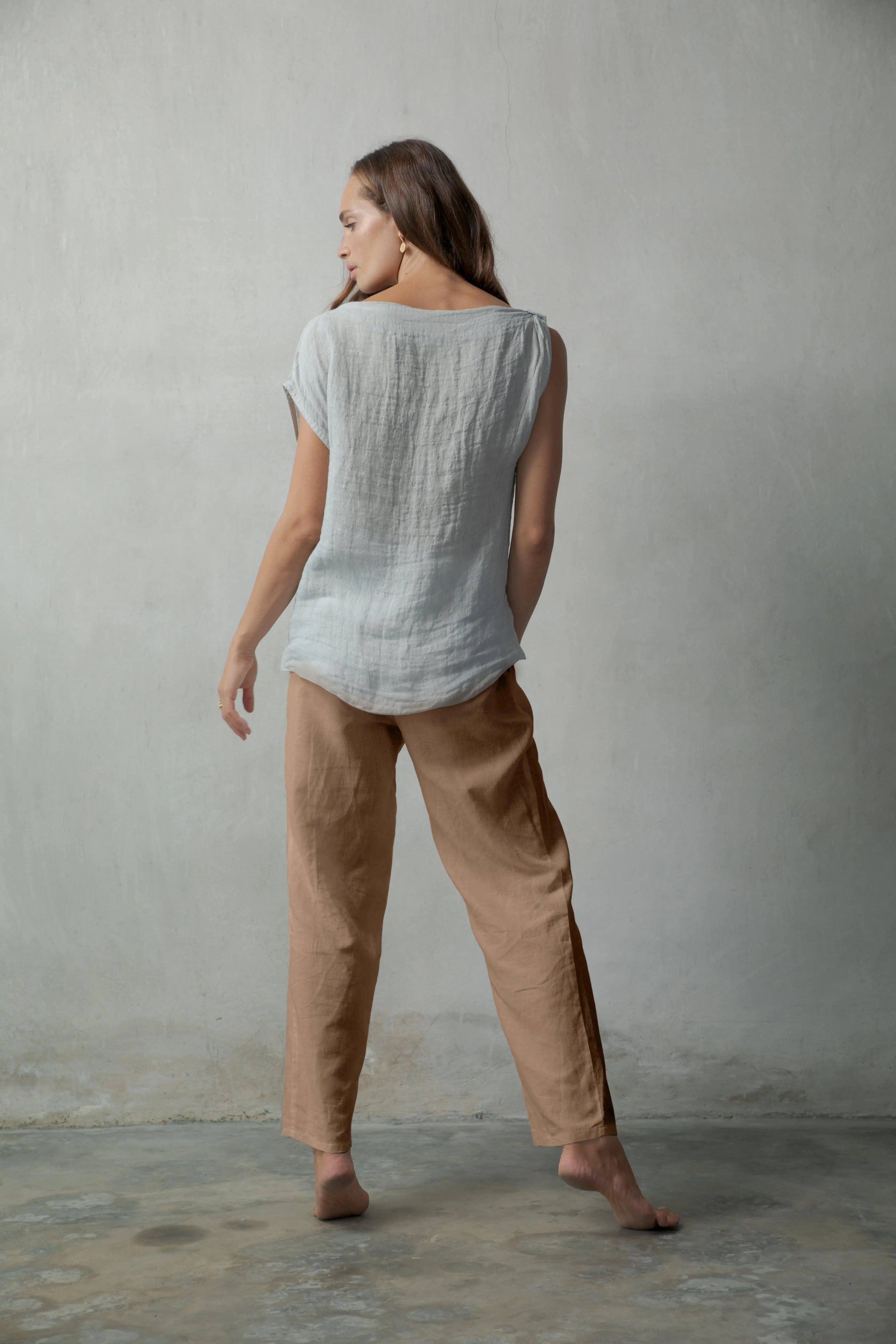 Piega Linen Trousers Tobacco - Luxmii