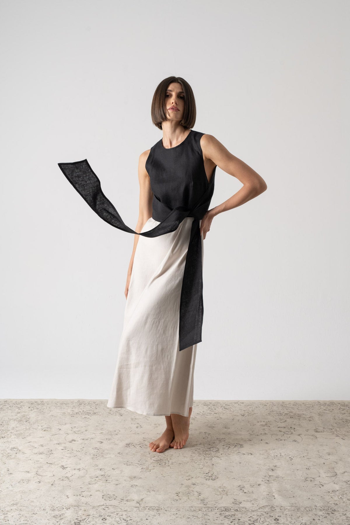 Amal Wrap Dress Black and Natural Luxmii