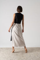 Amal Wrap Dress Black and Natural Luxmii