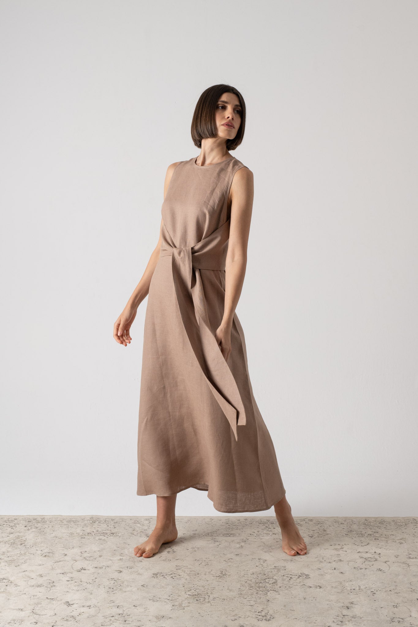 Amal Wrap Dress Mocha-Taupe Luxmii
