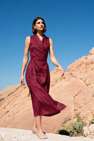 Amara Cowl Neck Wrap Dress Wine Luxmii