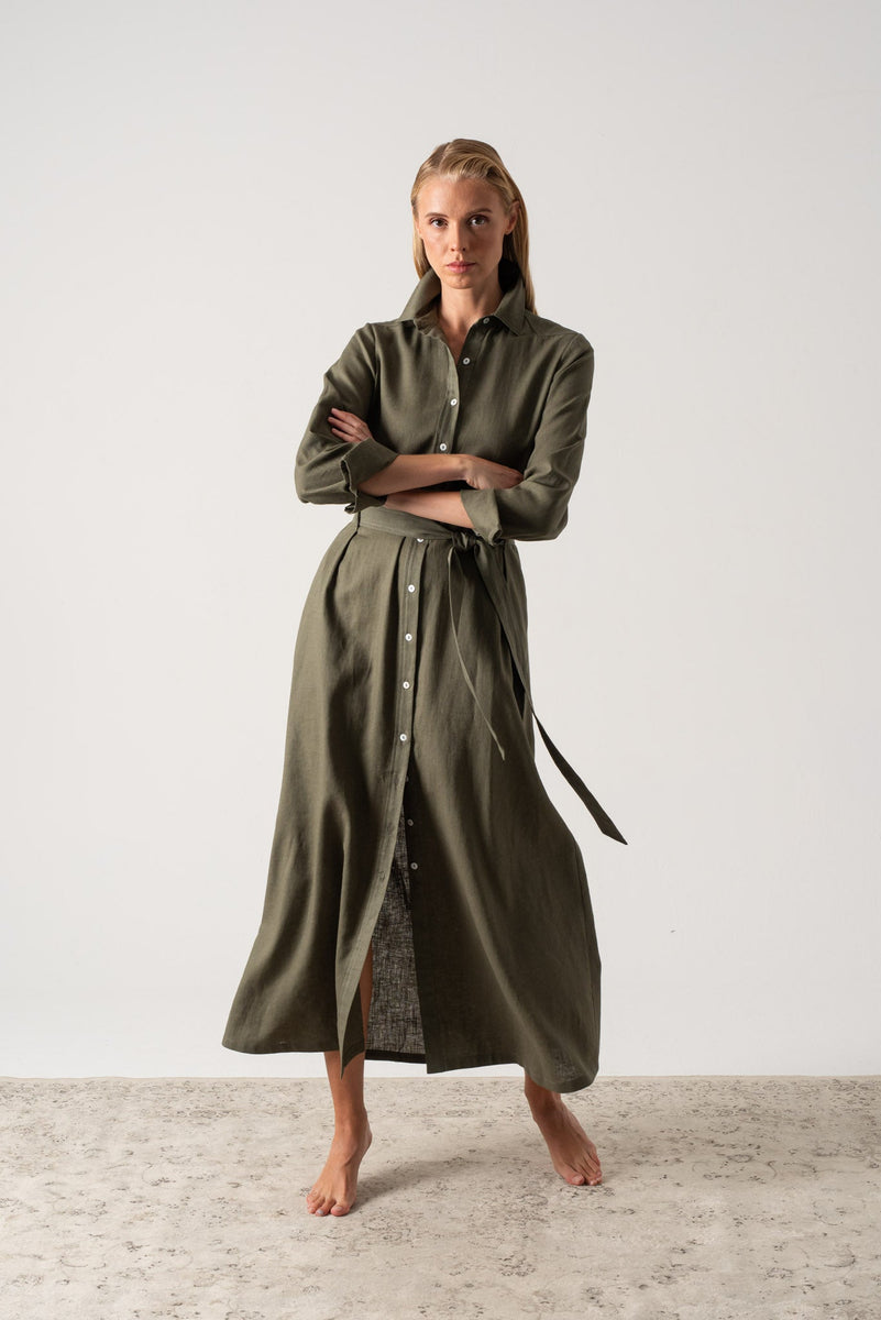 Arlo Shirt Maxi Dress Khaki