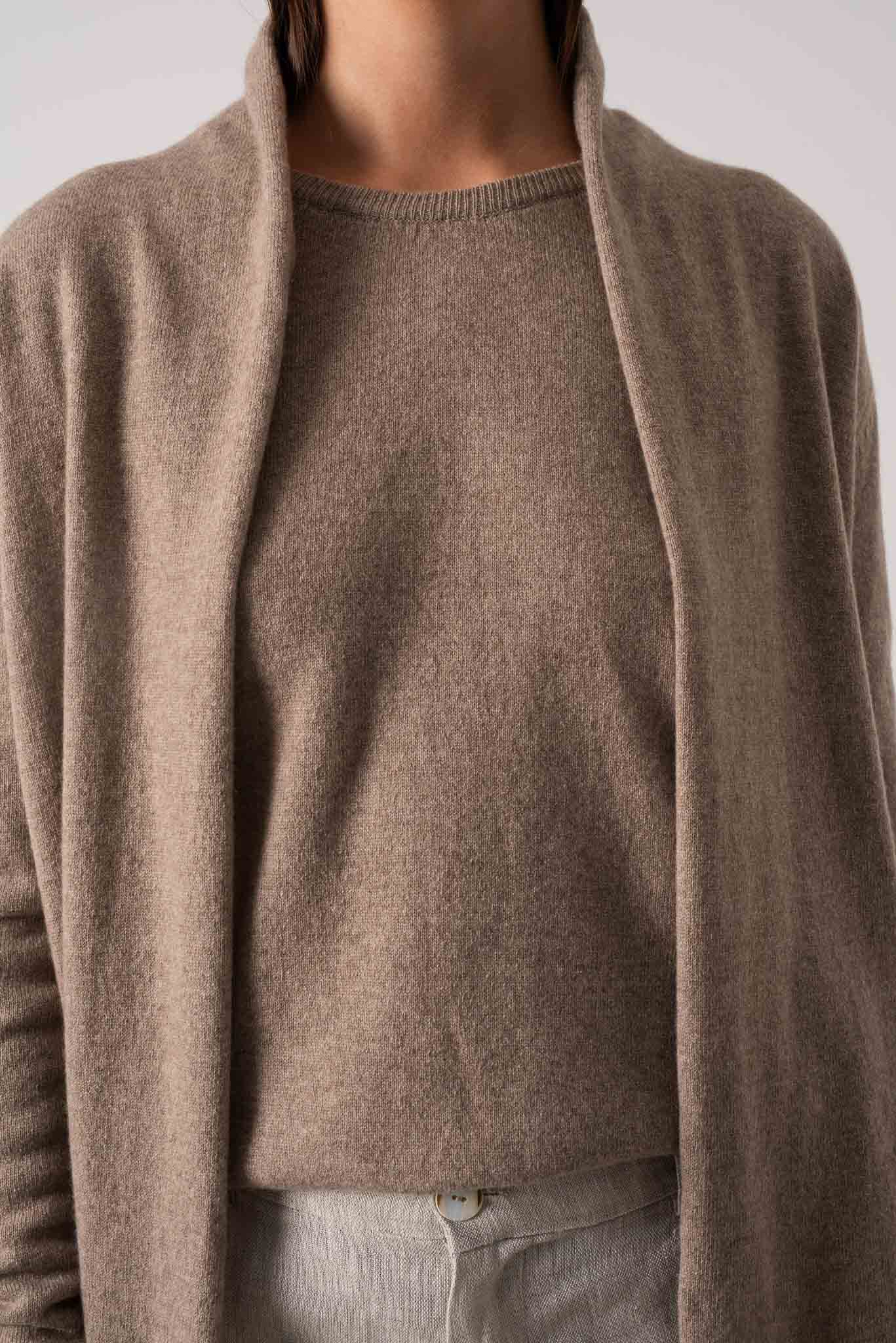 Aurea Cashmere Cardigan Taupe Luxmii