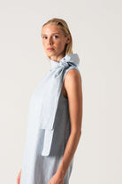 Axel Linen Tie Dress Sky Blue Luxmii