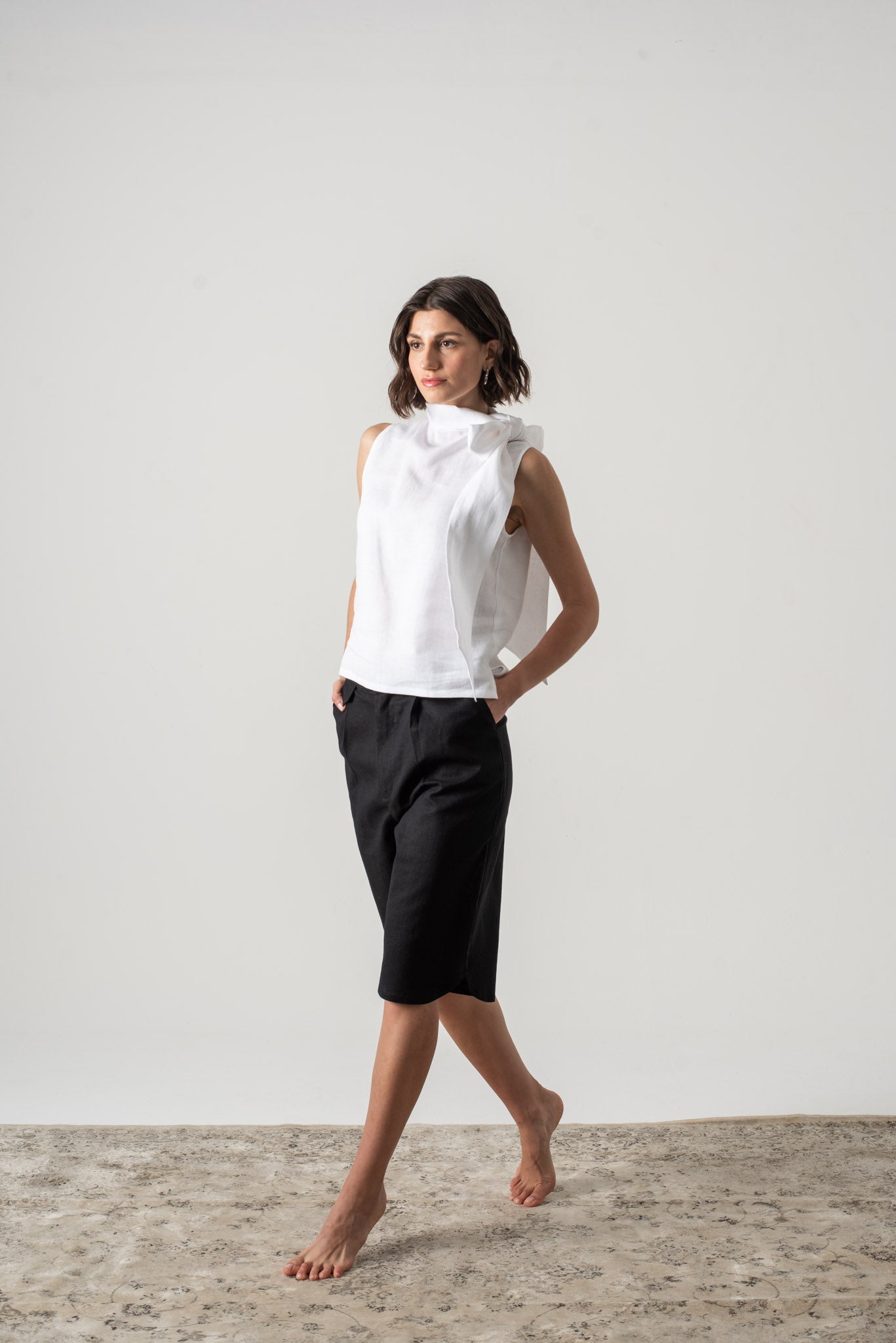 Axel Linen Tie Top White Luxmii