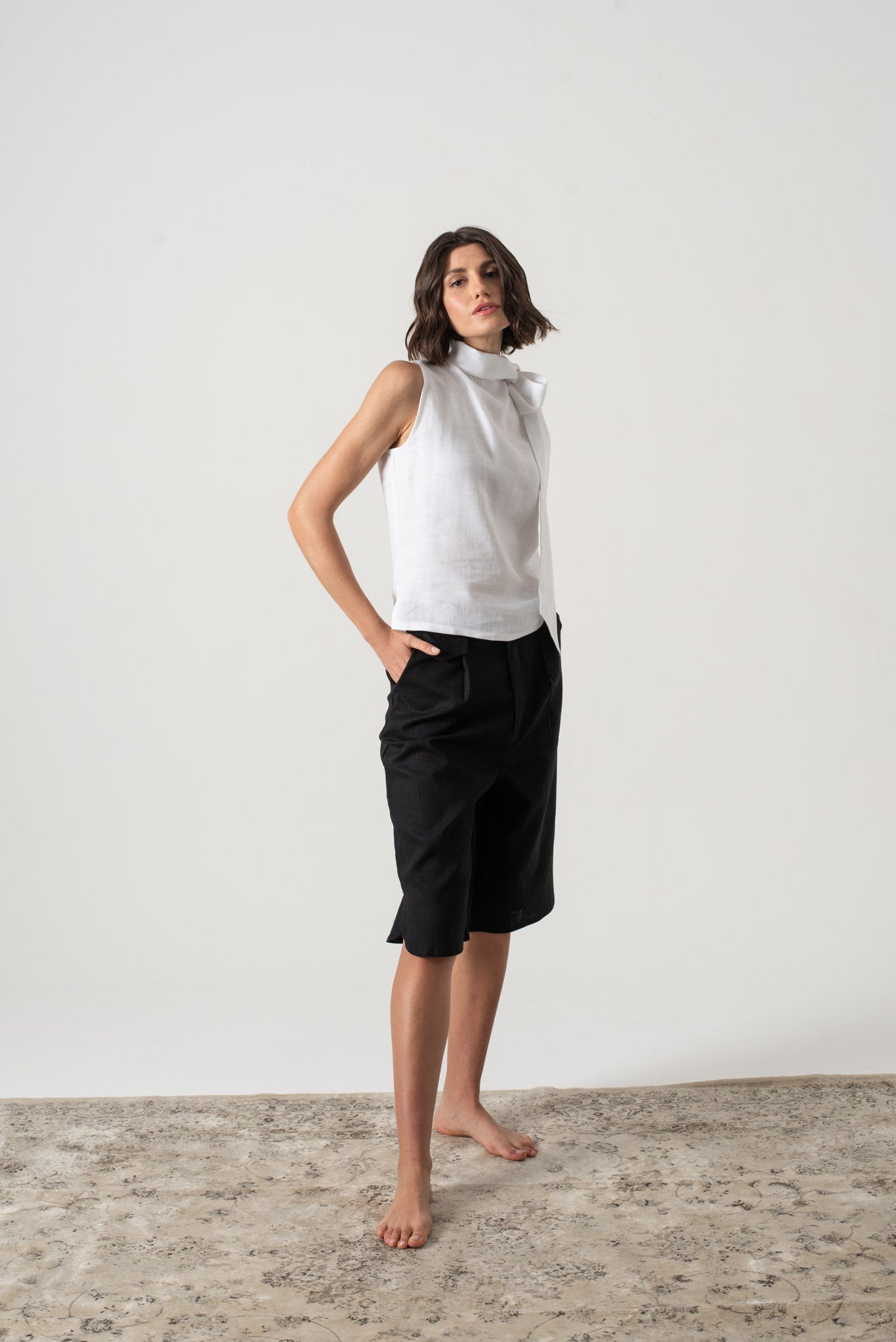 Axel Linen Tie Top White Luxmii