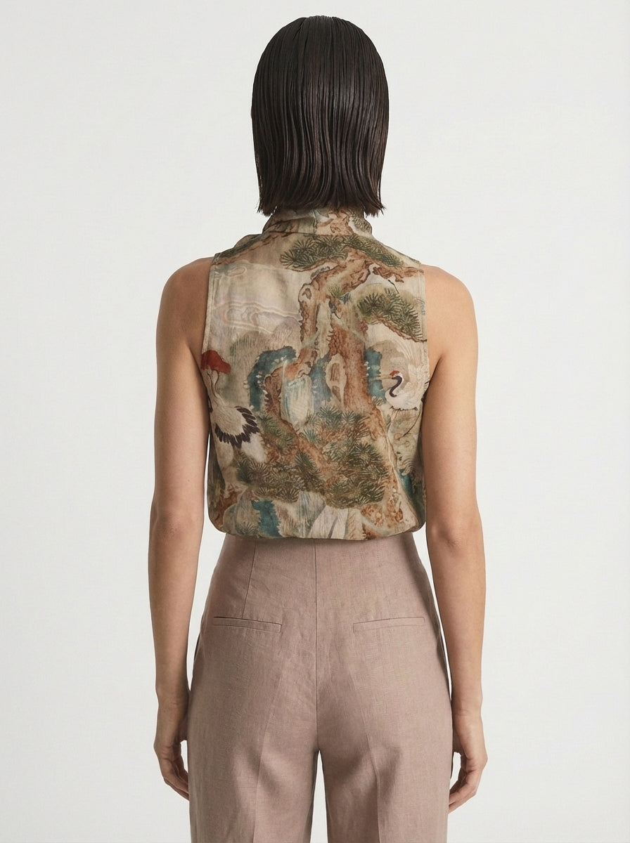 Axel Tie Top in Minwha Print Luxmii