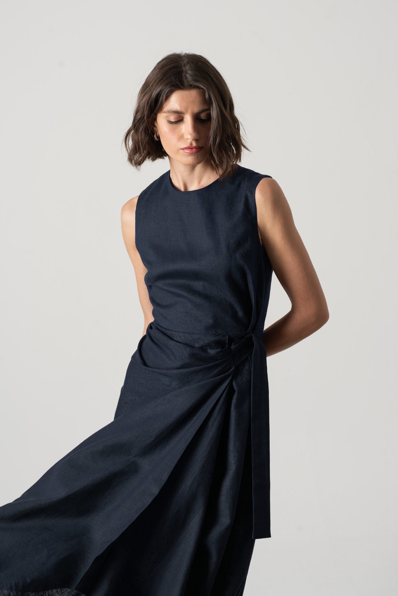 Navy blue midi shops wrap dress