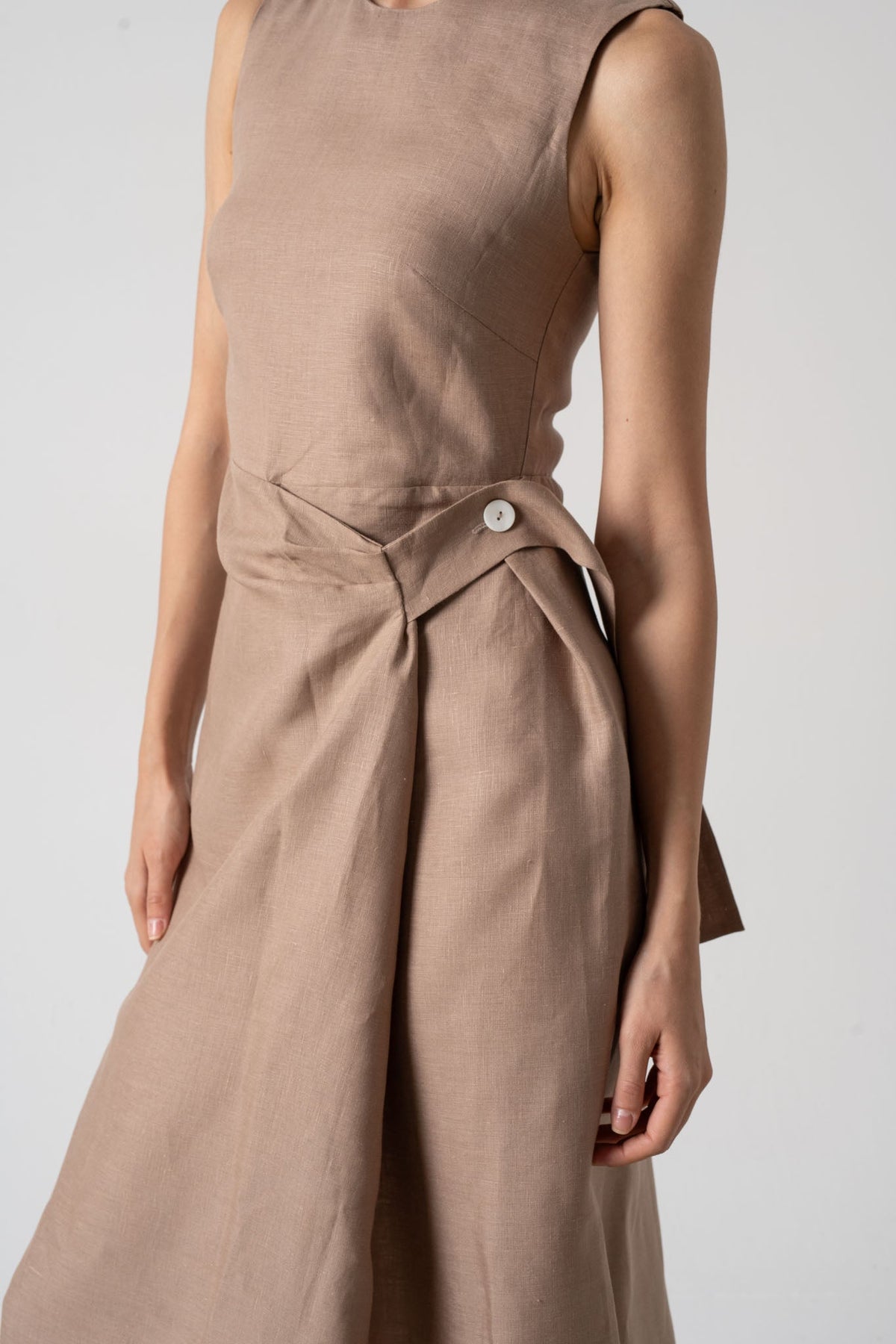 Eda Midi Wrap Dress Mocha Taupe Luxmii
