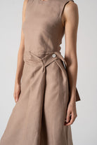 Eda Midi Wrap Dress Mocha Taupe Luxmii