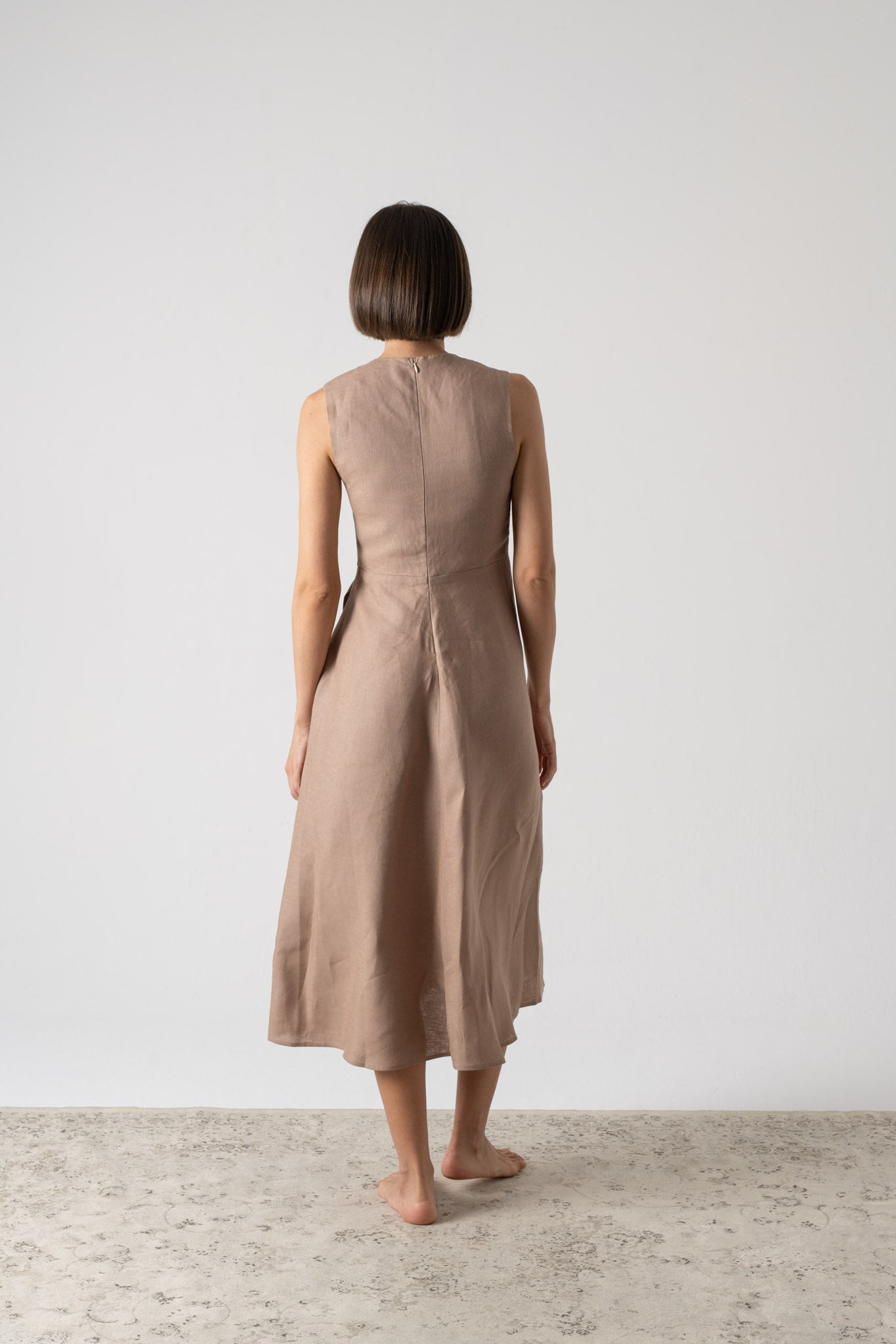 Eda Midi Wrap Dress Mocha Taupe Luxmii