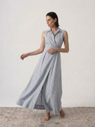 Halvar Sleeveless Maxi Dress French Blue Stripe Luxmii