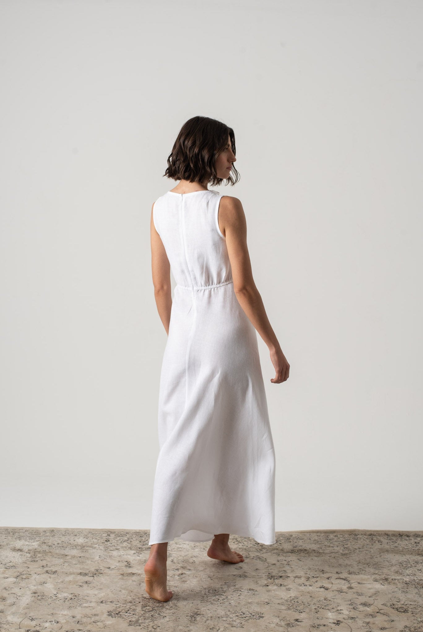 Hemming Linen Midi Dress White Luxmii