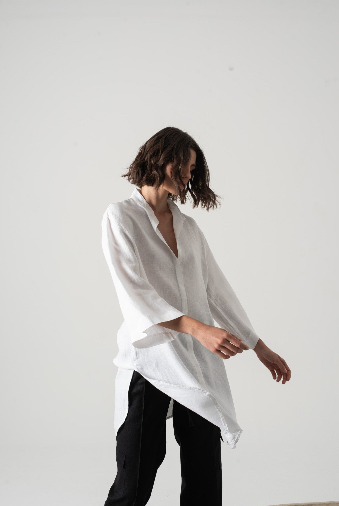 Hugo Linen Tunic Shirt White Luxmii