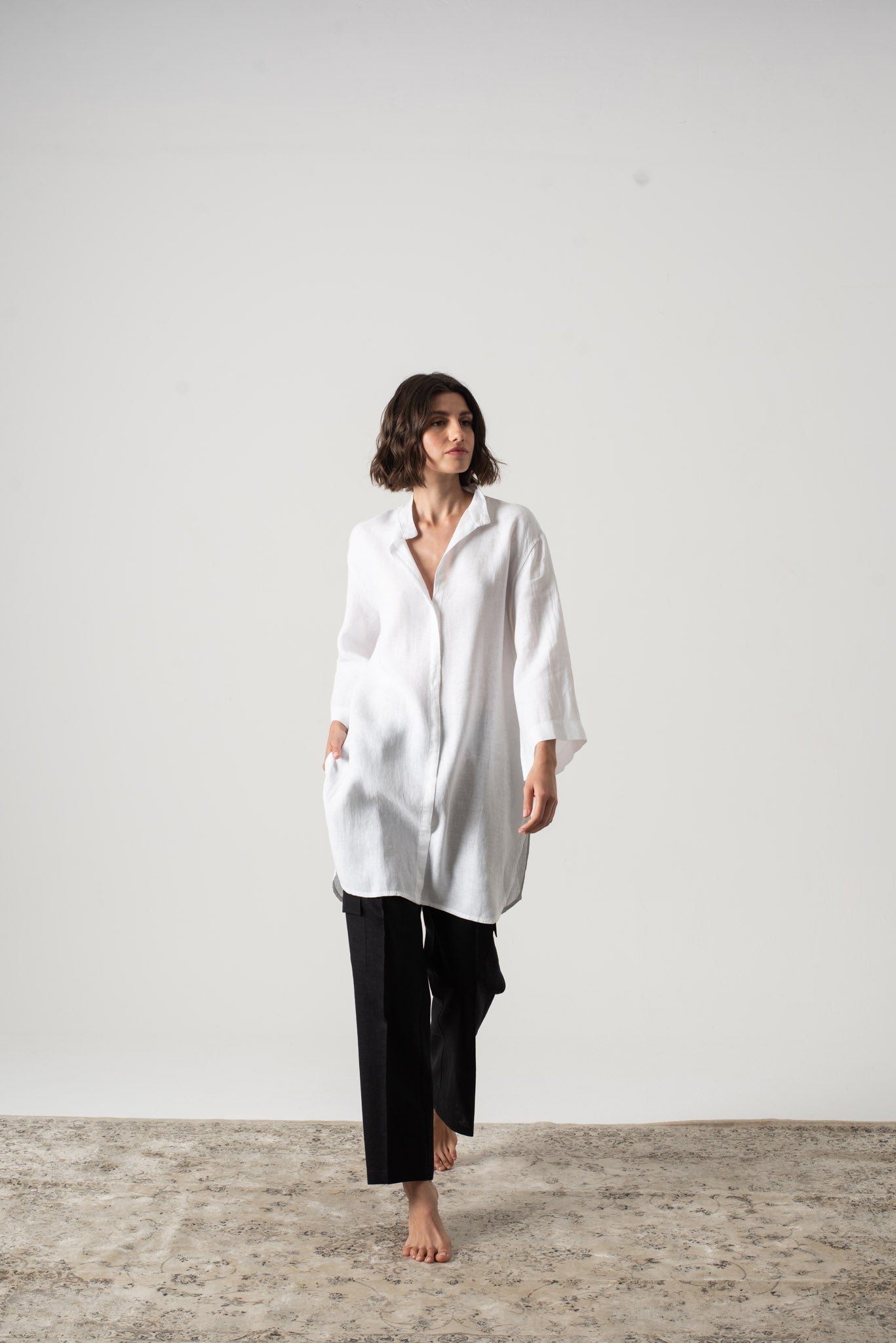 Hugo Linen Tunic Shirt White Luxmii