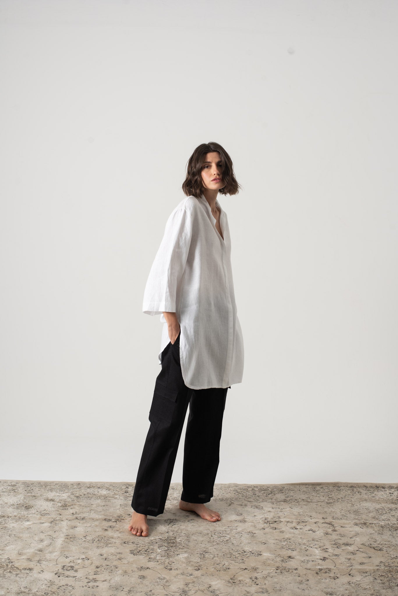 Hugo Linen Tunic Shirt White Luxmii