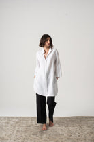 Hugo Linen Tunic Shirt White Luxmii