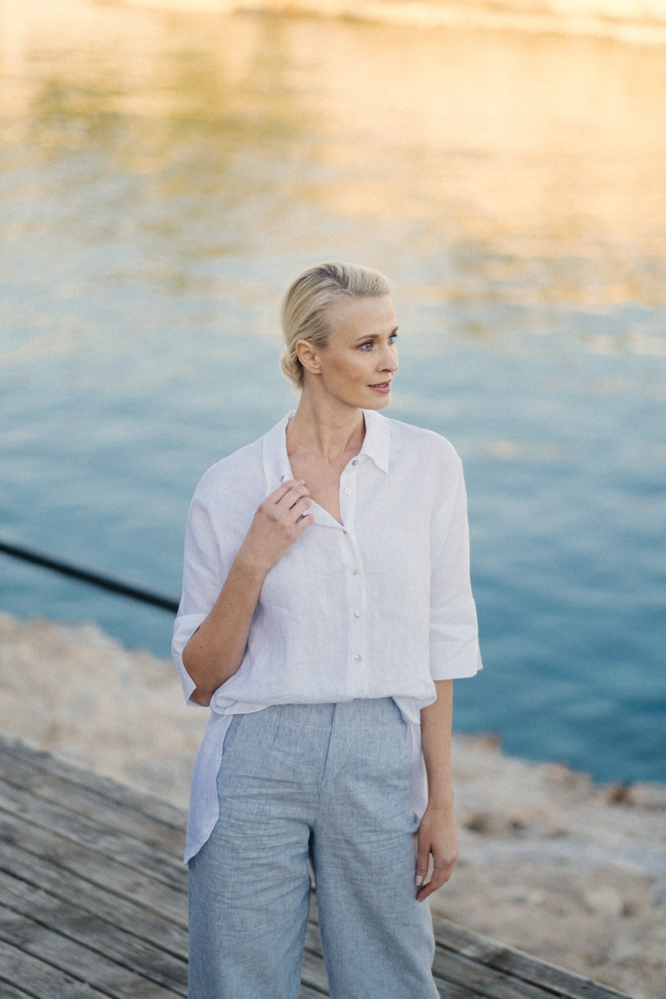 Il Ragazzo Boyfriend White Linen Shirt - LUXMII