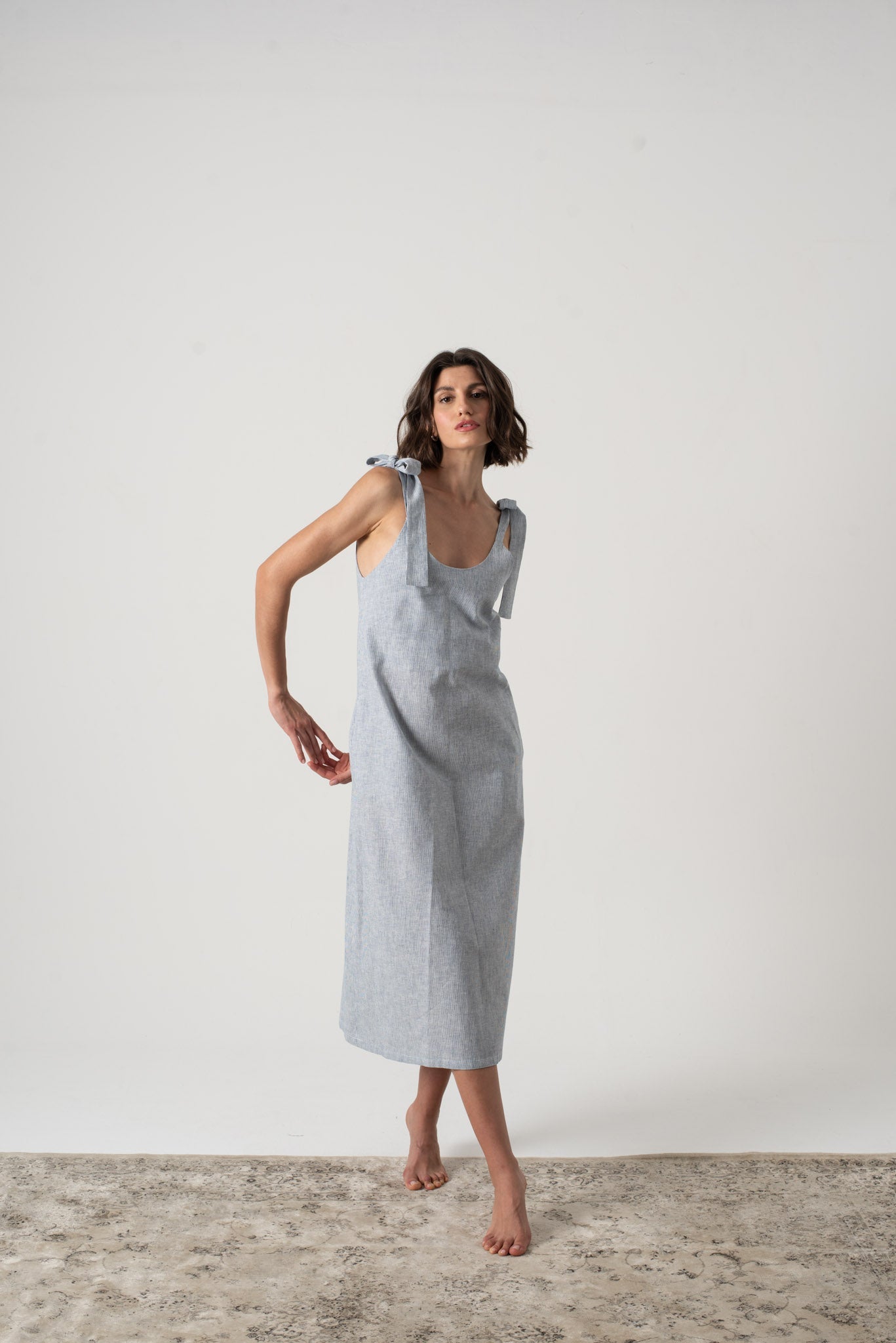 Jakob Slip Dress French Blue Stripe – LUXMII