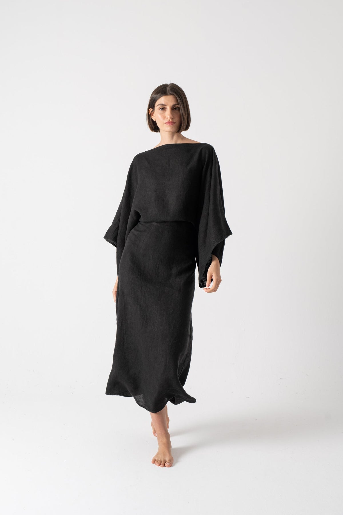 black dress with kimono Nola kimono dress black