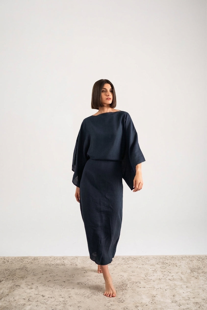 Kimonos Dress Navy Luxmii